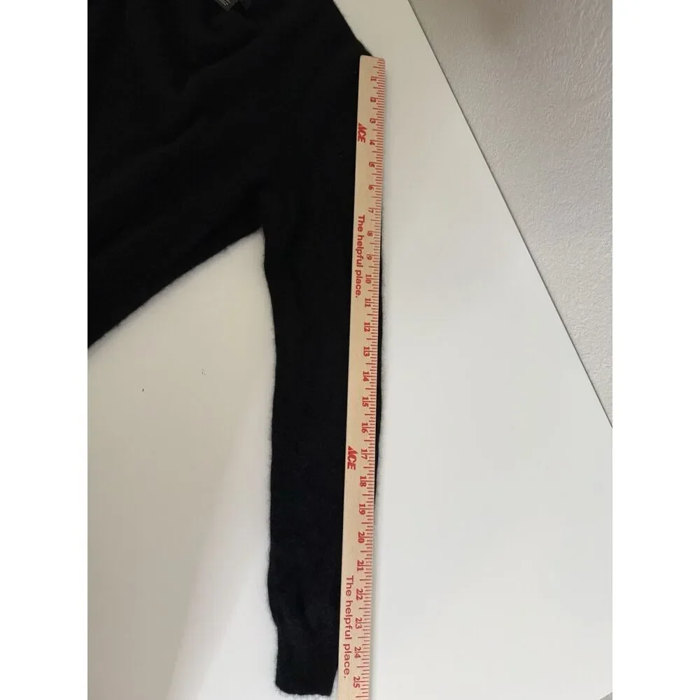 Charter Club Luxury Cashmere Black Crew Neck Sweater Women's Size Medium Classic